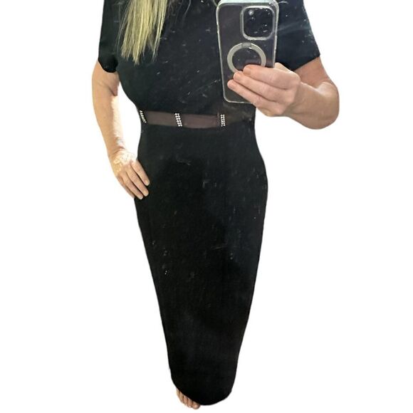 Vintage Betsy & Adam Black Maxi Formal Dress Size 13-14 - Picture 6 of 16